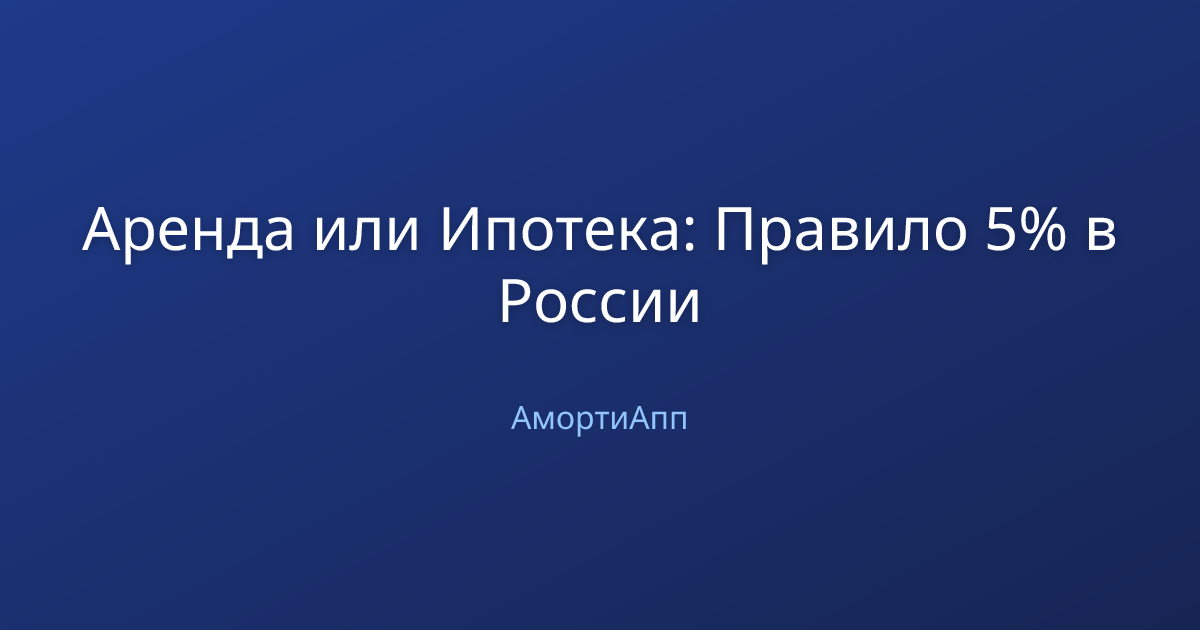 Аренда или Ипотека: Правило 5% в России